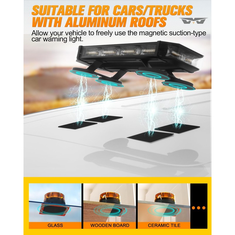 LUMENIX 4PC Magnetic Mounting Mount Pads for Cars Pickup Trucks