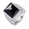 Chereda Mens Black Agate Ring Adjustable Cupronickel Geometric Copper Agate