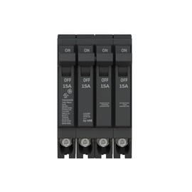 ABB Q-Line® THQLQ151515 Quad Circuit Breaker • 15A/1P, 15A/2P, & 15A/1P Configuration • 120/240 VAC, 10 kAIC • Thermal Magnetic Trip • Plug-in Mount for Residential & Commercial Load Centers