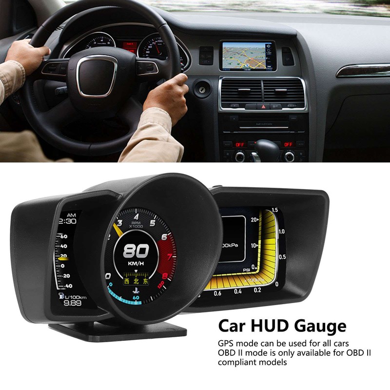 Car HUD OBDII GPS 3 LCD Screen Overspeed Alarm Multifunction
