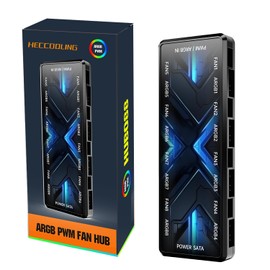 ARGB PWM Fan Hub, Addressable 5V 3PIN 12V 4PIN PWM 2-in-1 RGB Case Fan Hub with Magnetic, PSU SATA Power Input, 8 Port for Fans and 8 Port for LEDs, Support 8 Computer ARGB PWM PC Fans