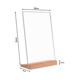 Folgtek 4-pack Clear Acrylic Sign Holder, Multipurpose T-Shape Table Stands Aluminum Base Double Sided Menu Holder Display for Restaurants, Office (Sliver A6X4)