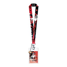 DC Harley Quinn Lanyard with PVC Dangle , Red