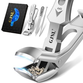 Angle Head Nail Clippers for Thick Nails for Seniors, Professional Nail Clippers with Angled Head for Thick Senior Nails, Ultra Sharp Large Anti-Splash Nail Cutter with Fanger
