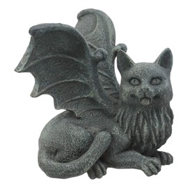 Ebros Gothic Winged Cat Gargoyle Ledge Shelf Desk Sitter Statue 4" Wide PC Monitor Topper Decor Figurine Gothic Cats Guardians Fantasy Collectible
