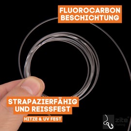Zite Fishing Fluorocarbon Leader Line 0.85 mm | 30 m Monofilament Line with Fluoro Coating | Extremely Strong for Pike 32 kg Load Capacity | For Swimbaits, Trolling & Bigbait Rigs