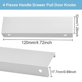 KLYNGTSK Pack of 4 Hidden Door Handles, Cabinet Handles, Invisible Furniture Handles, Modern Kitchen Handles, Aluminium Drawer Handles, Silver Kitchen Handles, Hidden Handles for Wardrobe, Door,