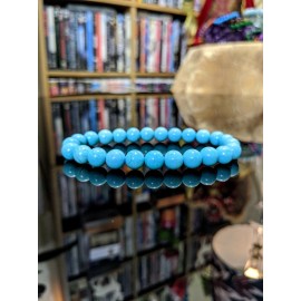 RAYON Baby Blue Turquoise Bead Bracelet Men Women 8mm Stretch 7 7.5 8 8.5 inch