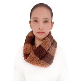 Lina & Lily Faux Fur Winter Snood Scarf Neck Warmer Unisex Lightweight (Brown)