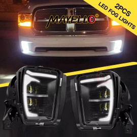 mayello Pair DRL LED Fog Lights Bumper for Dodge Ram 1500 2013 2014 2015 2016 2017 2018
