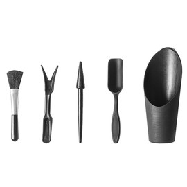 VOANZO 5Pcs Succulent Tools Set Succulent Planting Tools with Cleaning Brush Potting Tools for Garden Home Planting, Indoor Outdoor Succulent Gardening Care (Black)