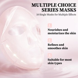 10PCS Face Sheet Mask Set, Hydrating Face Masks for Men and Women, Non-greasy Long Lasting Deep Moisturizing Lightweight Breathable Facial Sheet Masks for All Skin Types