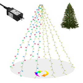 Chasefun Christmas Tree Lights,Warm White & Multicolor Color Changing 11 Lighting Modes Christmas Tree Fairy Lights,288LED,6.6FT x 8 Lines Christmas String Lights for Xmas Tree Decoration
