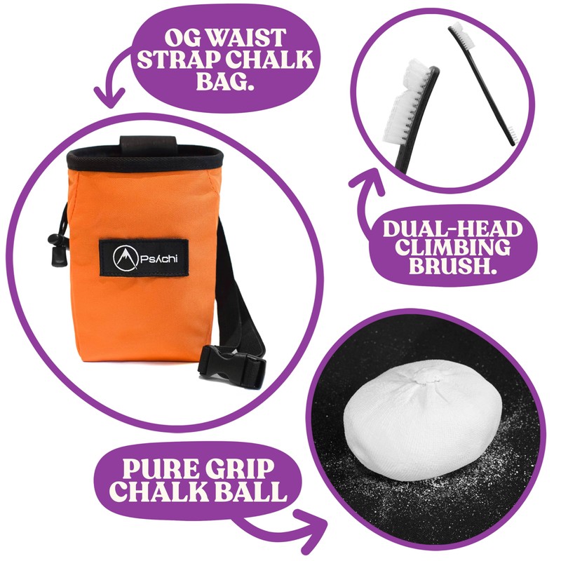 Psychi OG Waist Chalk Bag Starter Pack Bundle for Rock
