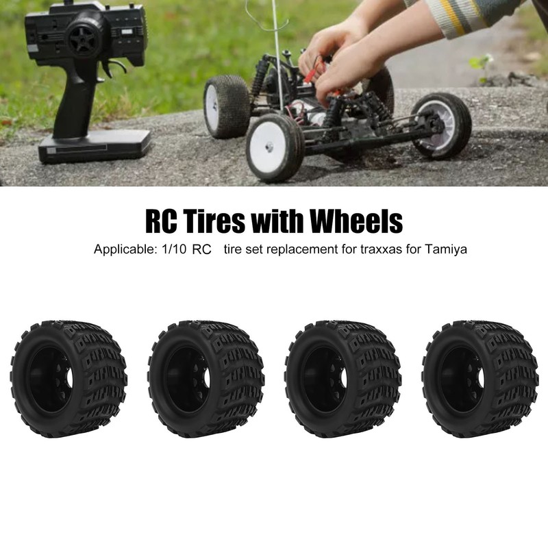 4 Pcs 1/10 RC Snow Tires Set with Wheels Strong