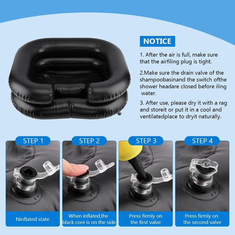 Inflatable Shampoo Basin, Portable Wash Hair in Bed with Inflatable