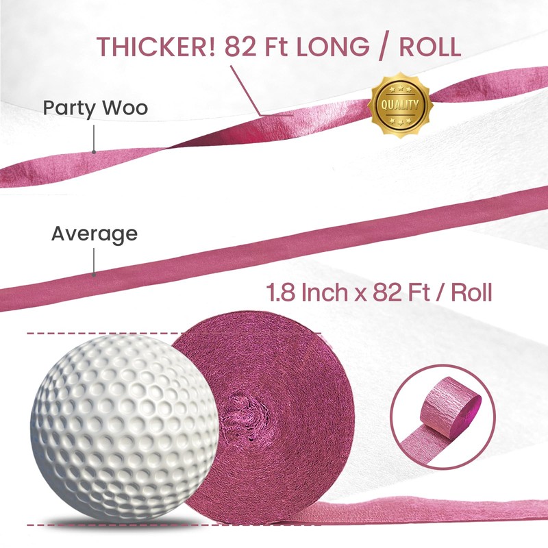 PartyWoo Pink Crepe Paper Streamers 4 Rolls 328 ft Pack