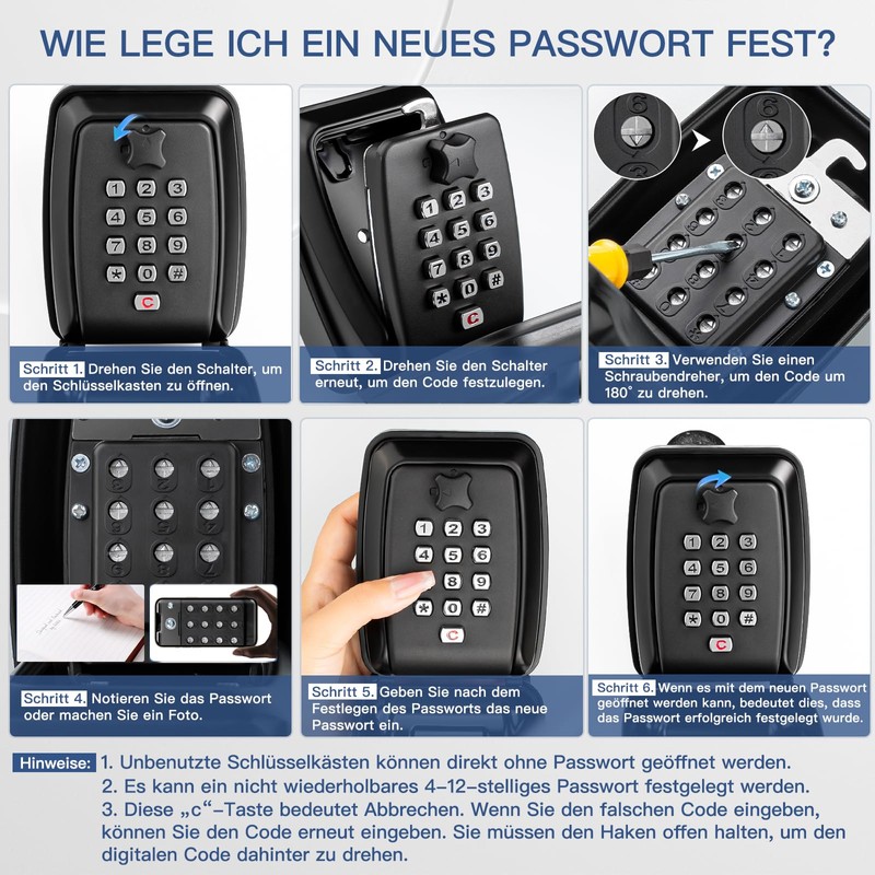 Tuocal Key Safe with Number Code, Wall Mounted Key Box