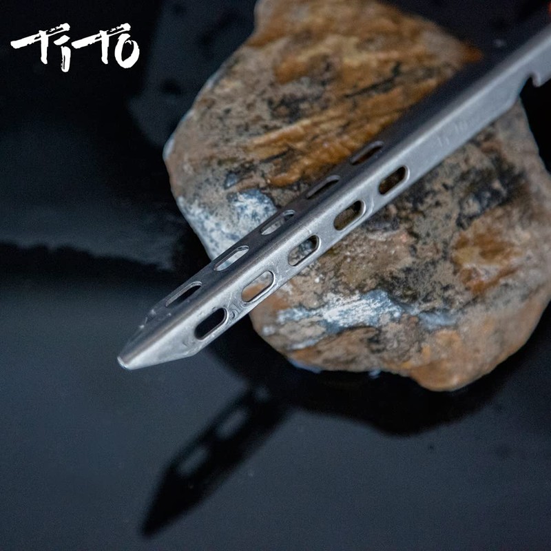 TiTo Titanium Tent Stakes 10X10X160mm 6 Pack V-Shaped Windproof Tent