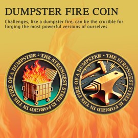 CHURYUML The Strongest Steel Dumpster Fire Coin Novelty Hilarious Medallion for Staff Appreciation Gifts Funny Office Gifts Going Away Gift for Coworker Humorous Dumpster Fire Desk Accessories