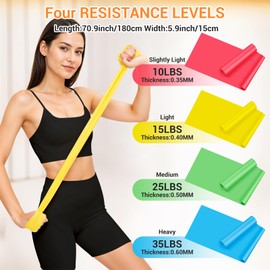 Moicainy Fitness Bands Set of 4, 1.8 m Long Exercise Band with 4 Resistance Levels, Resistance Bands for Crossfit, Muscle Building, Yoga, Pilates for Men and Women