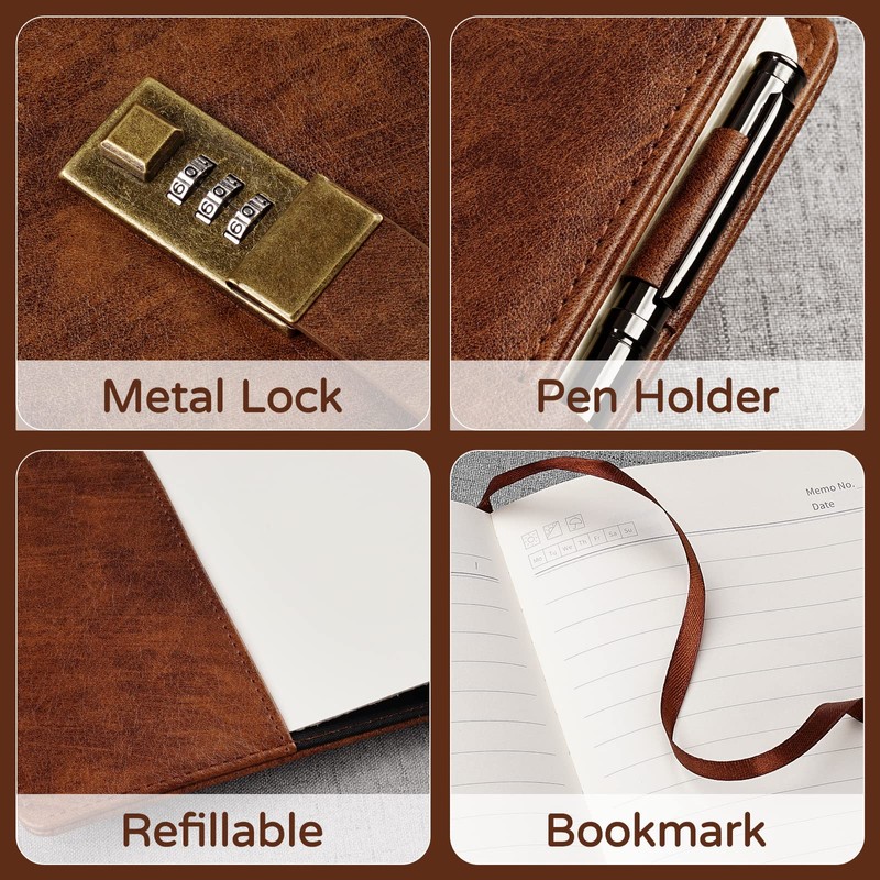 WEMATE Diary with Lock, A5 Journal with Lock 240 Pages,