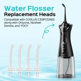 ​COSLUS Water Flosser Pick For Teeth Tip: 4 PCS Orthodontic Jet Tip Replacement Heads For Braces Cleaning, Only Compatible with Water Flosser Pick C30 (FC5360)