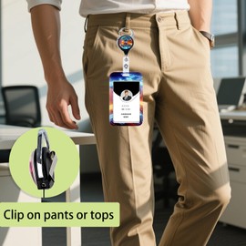 Gamer ID Badge Holder Retractable Clip Work Badge Reel Clip for ID Badges Keycard for Men Boys Vertical Card Key Holder Retractable Keychain