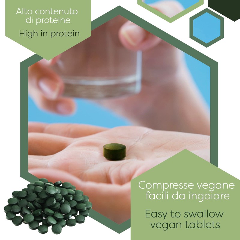 ERBOTECH Spirulina Tablets, 400 g Pack, Approx. 1600 Capsules, 100%