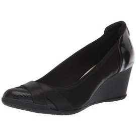 Anne Klein Womens Timeout Wedge Pump, Black, 9 US