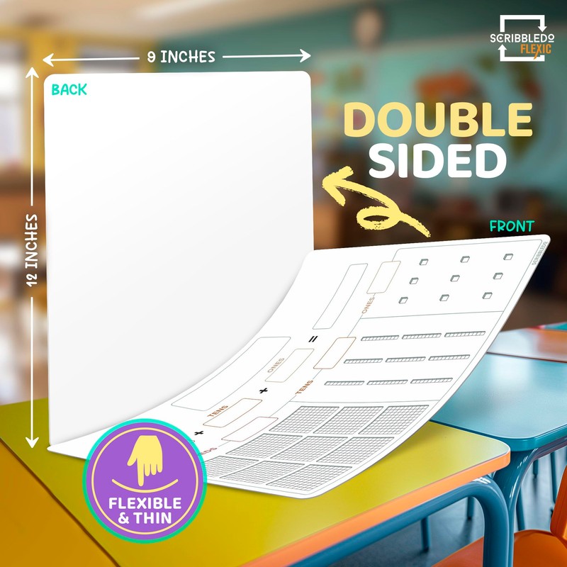 SCRIBBLEDO Base Ten Blocks 9”x12” Small White Board Dry Erase