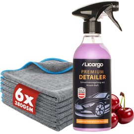 LICARGO® Detailer (500 ml) & 6 x Microfibre Cloths - Incredible Shine & Pearling Effect - Quick Paint Care with Ceramic Seal Car - Quick Detailer Car