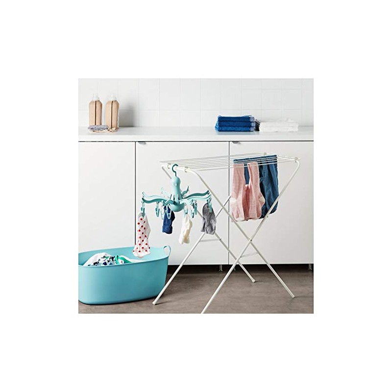 IKEA PRESSA Foldable Hanging Clothes Drying Rack 16 Clothes Pegs,Turquoise