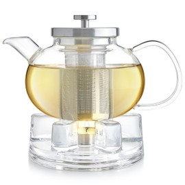 Teabloom Petals Tea Warmer – Elegant Glass Teapot Warmer with Tealight Candle | Universal Fit for Most Teapots | Durable Soda-Lime Glass Design