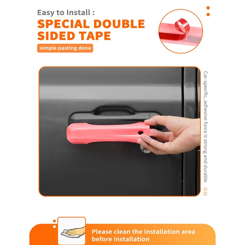 Savadicar 5-Piece Pink Door Handle Cover Trim Set for Jeep