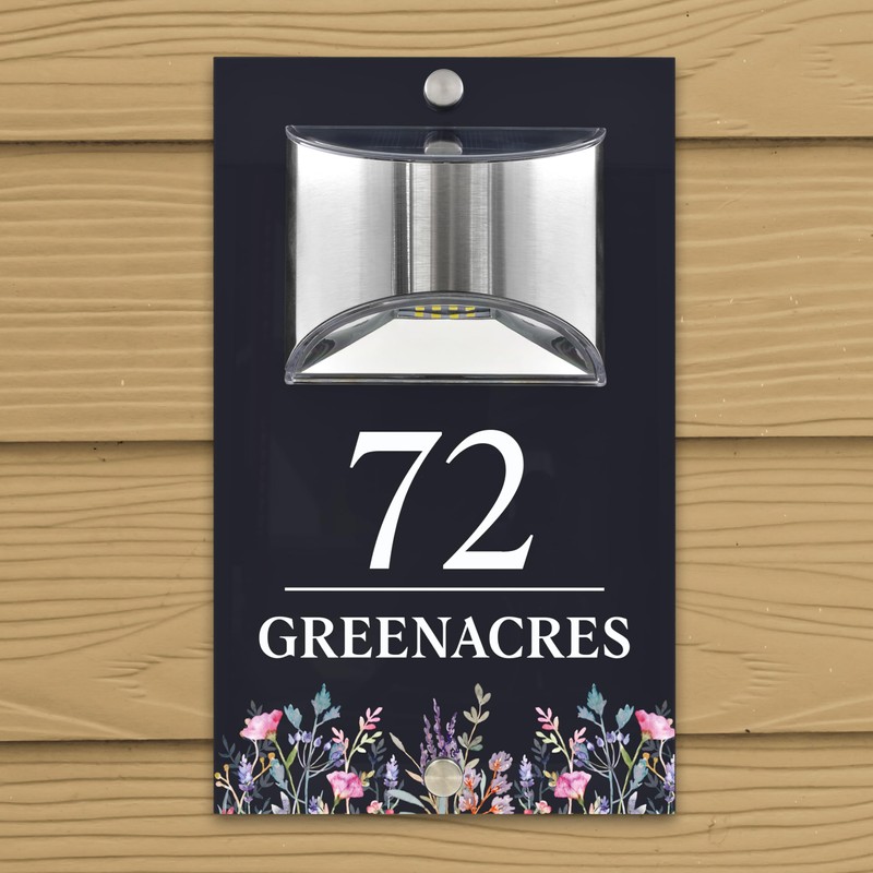 Custom Signs Solar Illuminated Modern Anthracite House Number Sign 24cm