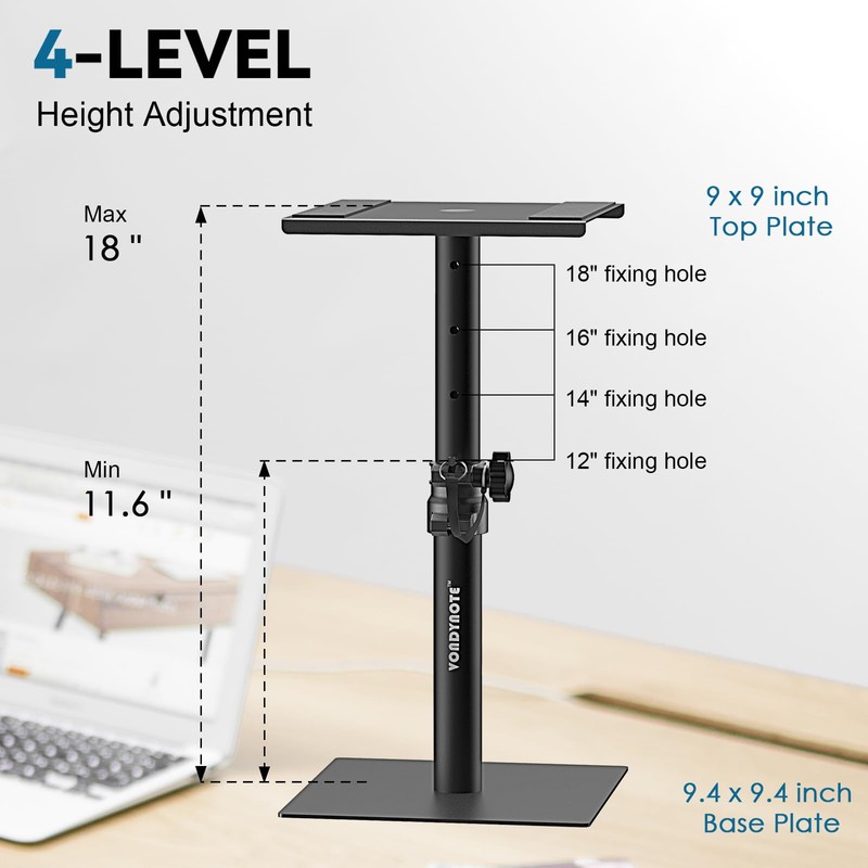 Vondynote Set of 2 Desktop Studio Monitor Speaker Stands Bookshelf