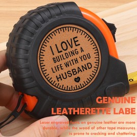 Gifts for Husband Christmas Gifts from Wife Xmas Holiday Husband Stocking Stuffers Gifts Husband Birthday Anniversary Valentines Day Gifts Genuine Leather Engraved 25 FT Tape Measure Tool Gifts