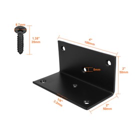 Heavy-Duty L-Shaped Corner Brackets - 2 PCS 4" x 2" x 2" Metal 90-Degree Angle Brackets for Furniture and DIY Projects,Thickness 3mm