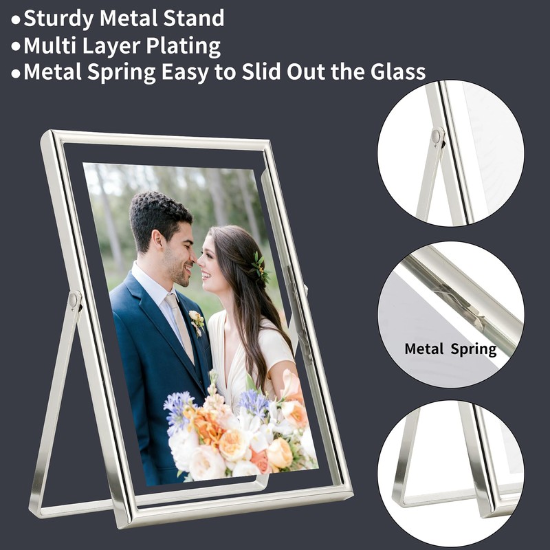 Gold 11x14'' Floating Frame for Picture(6x8'',7x9'',8x10''),Adjustable Tabletop/Shelf floating picture frame