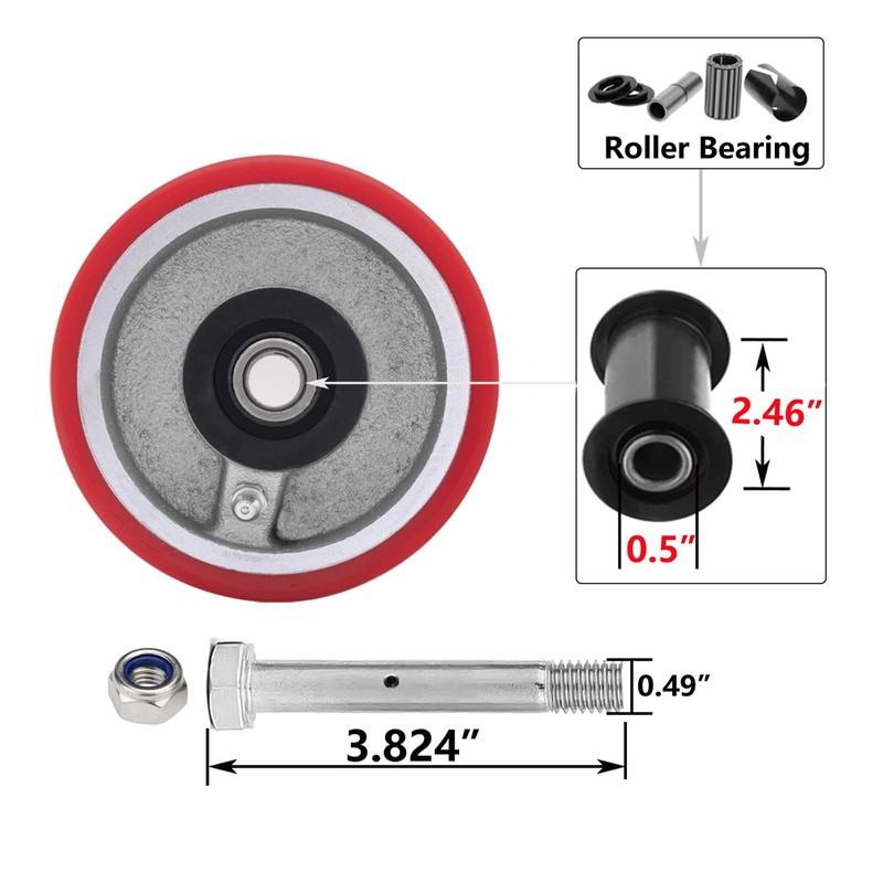 4 Inch Casters Wheels- Heavy Duty Casters, Polyurethane Caster Wheel-