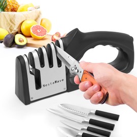 NestaWave 4-In-1 Kitchen Knife Sharpener, Multi-Functional Knife Sharpening Kit, Stylish Kitchen Accessories Suitable For Kitchen Knives, Chef Knives, Precision Knives And Scissors