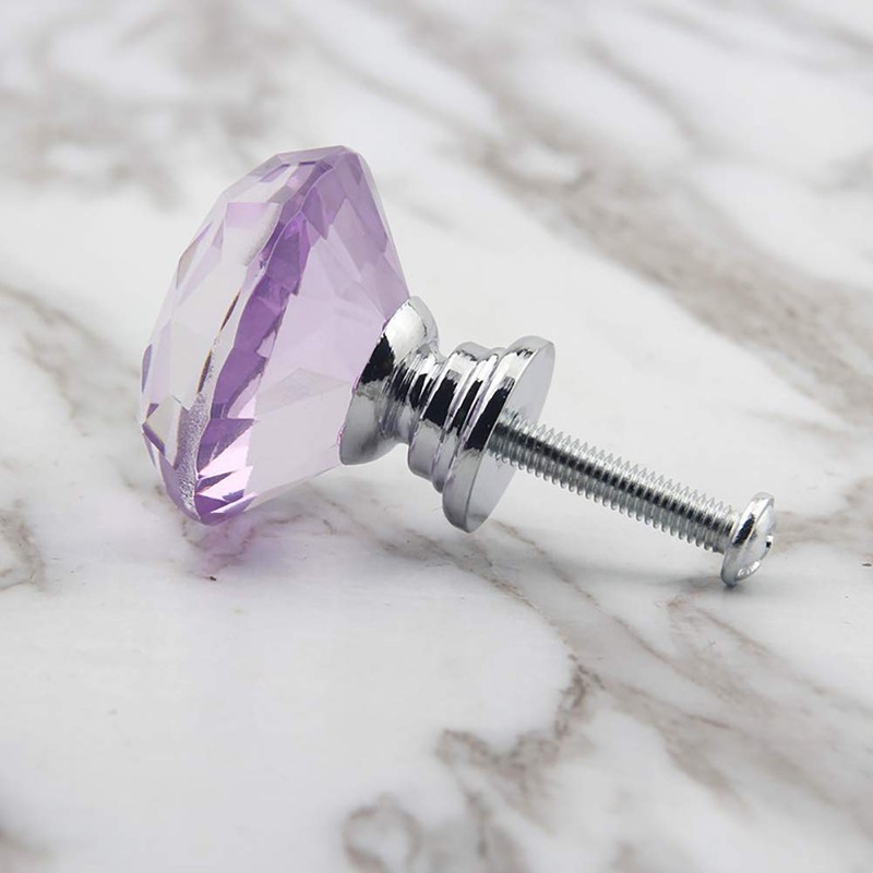 BOZONLI Purple Crystal Furniture Knobs, Cupboard Knobs, Drawer Knobs, Pack