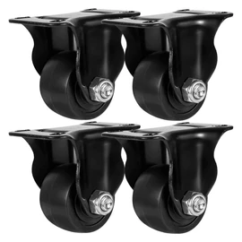 FactorDuty 1.5 inch Heavy Duty Polyurethane Caster Wheels Rigid Fixed Non Swivel Industrial Grade Solid Low Profile Smooth and Silent 800LB Capacity Pack of 4