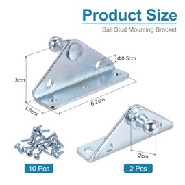 sourcing map 10MM Ball Stud Mounting Bracket, 2PCS Gas Struts Mounting Bracket and 10PCS Screws, Stainless Steel Gas Spring Lift Strut Bracket