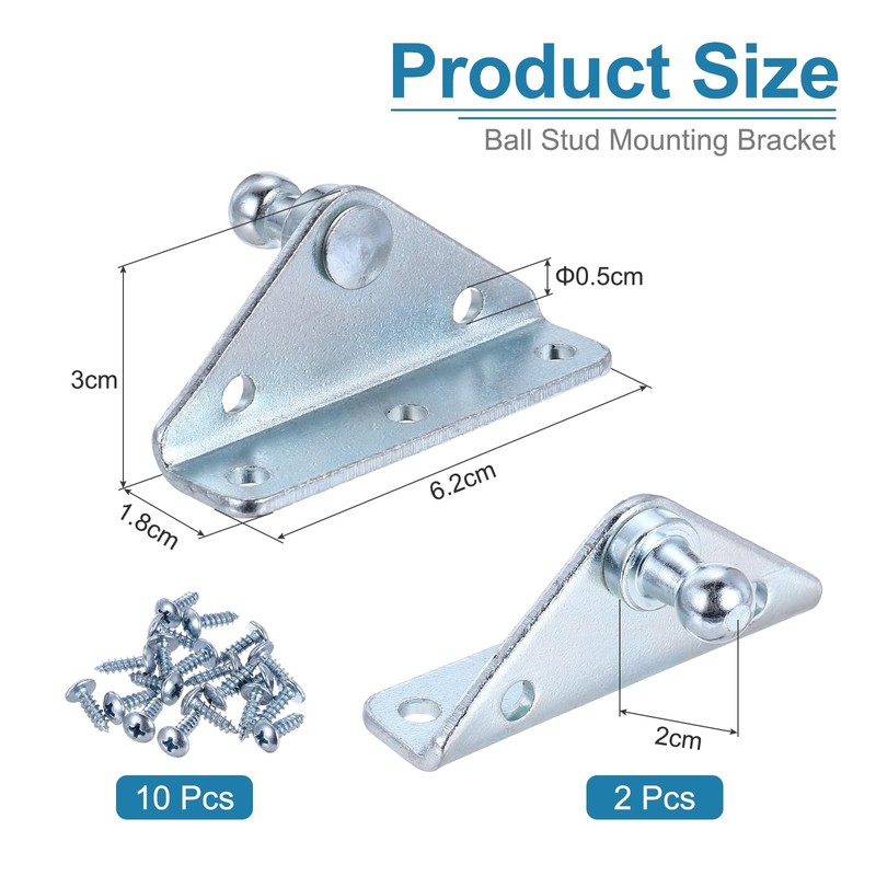 sourcing map 10MM Ball Stud Mounting Bracket, 2PCS Gas Struts