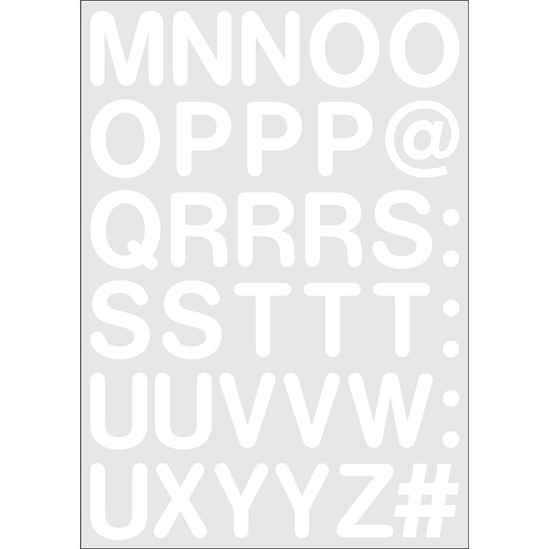 Letters and characters, white, 4 cm high letters in high-quality