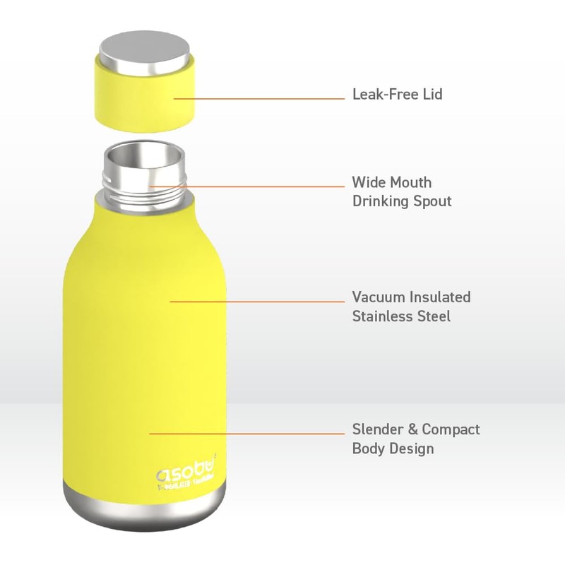 ASOBU Asobu (Lime) Urban Water Bottle Insulated Double Wall Stainless