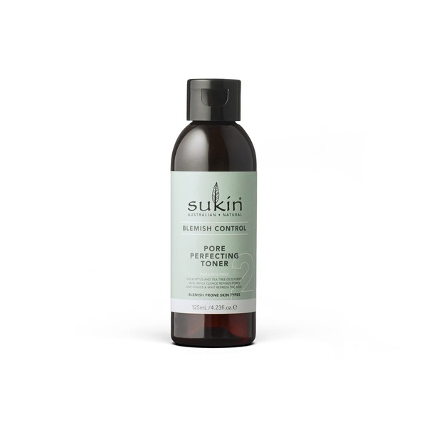 Sukin Blemish Control Facial Toner for Blemished Skin, 125 ml, for Gentle Cleansing of the Skin, Refines Pores and Reduces Skin Shine, with Eucalyptus, Tea Tree and Quitte, Vegan