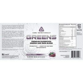 Core Nutritionals Greens Platinum Premium Superfood Greens and Reds Blend, Supports Digestion and Gut Health, 5 Billion CFU Probiotic,30 Servings (Grape Candy)